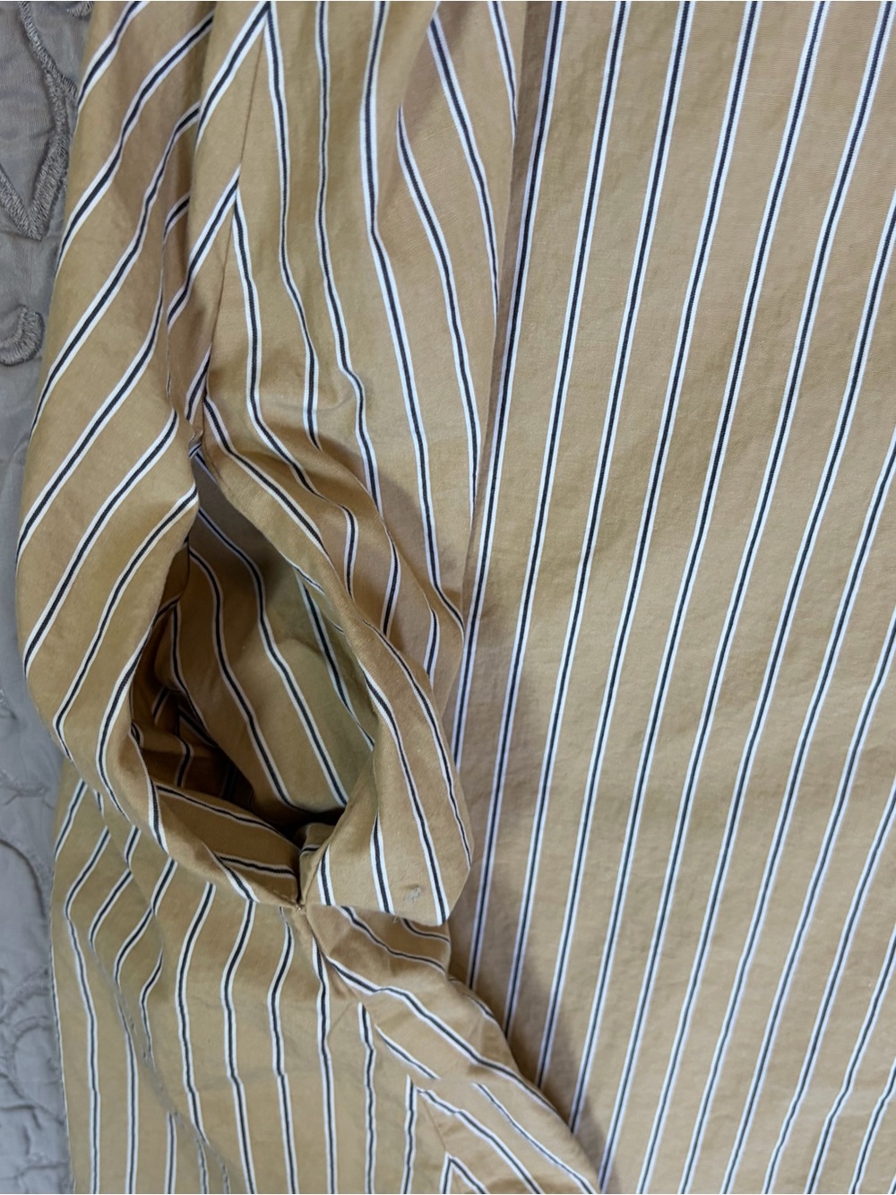 Banana Republic Dress Medium 100% Cotton Tan Striped Trapeze Mini Sleeveless - Picture 10 of 10
